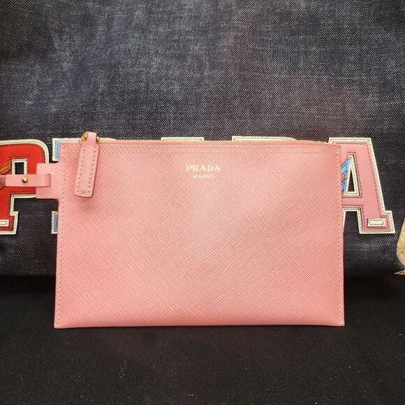 NWOT Prada Denim Logo Patch Tote W/ Pouchette, Dust Bag And COA - Picture 11 of 16